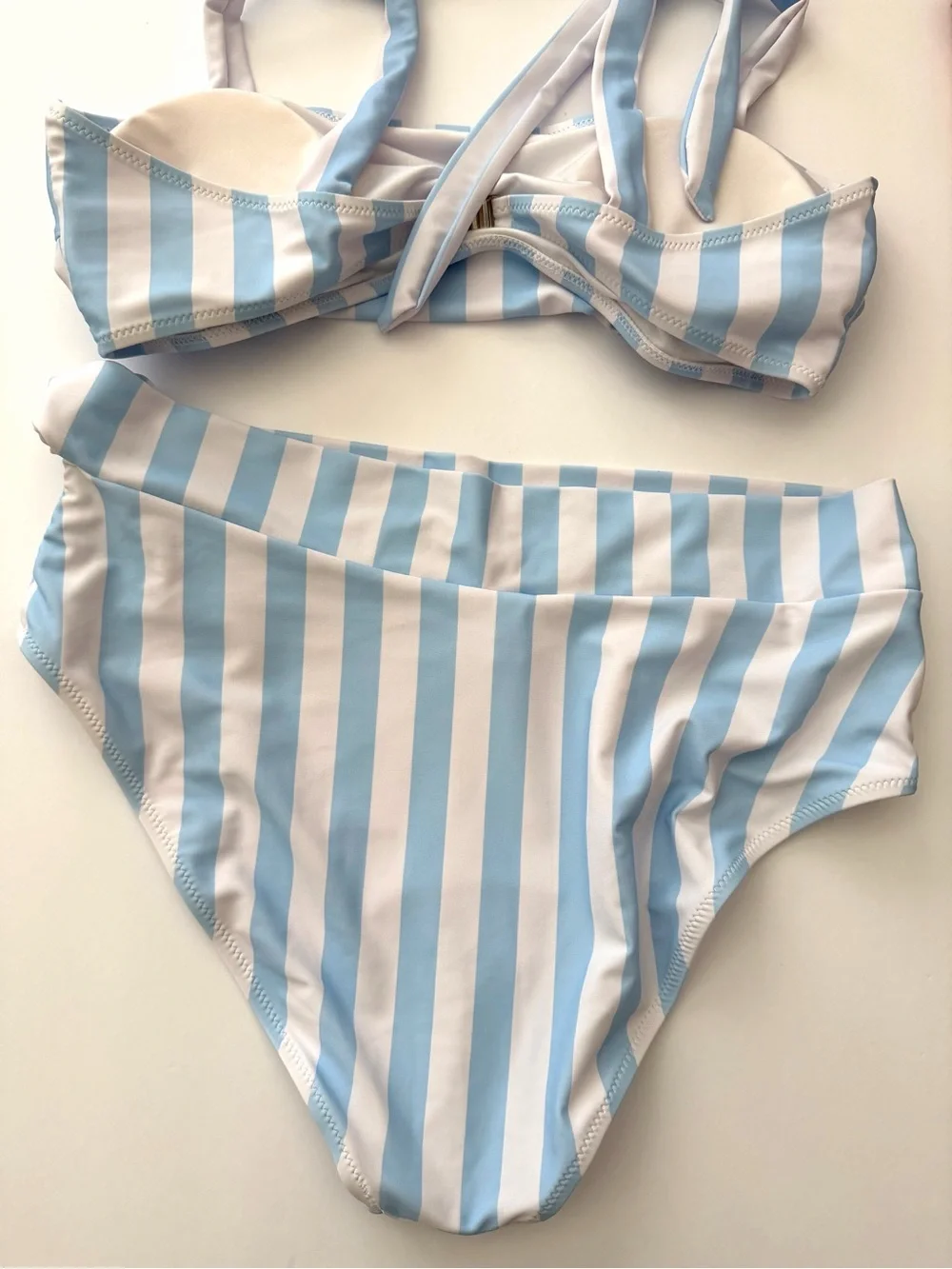 NEW Blooming Jelly Blue and White Striped Two-Piece Swimsuit